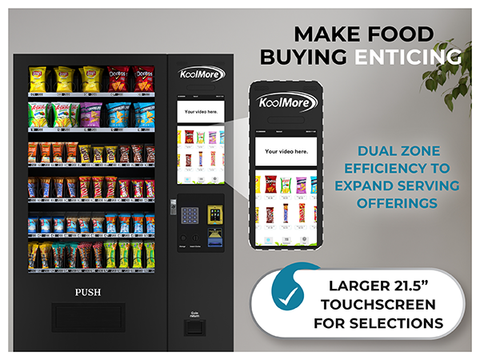 Non-Refrigerated Snack Vending Machine with 60 Slots, Credit Card Reader, and Bill acceptor with 22 Inch Touch Screen in Black (KM-VMNT-50-BR)