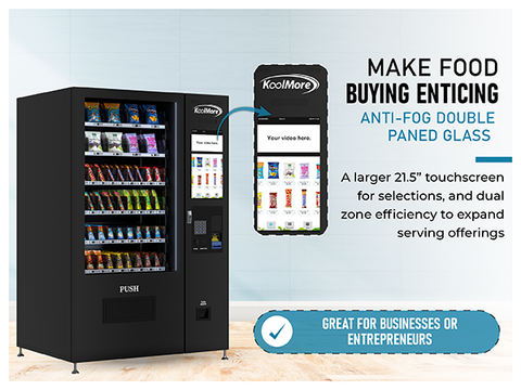 Non-Refrigerated Snack Vending Machine with 60 Slots, Coin and Bill Acceptor, and 22 Inch Touch Screen in Black (KM-VMNT-50-BC)