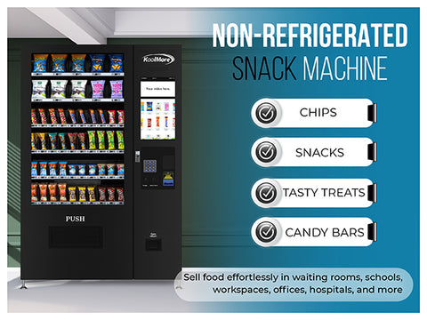 Non-Refrigerated Snack Vending Machine with 60 Slots and 22 Inch Touch Screen in Black