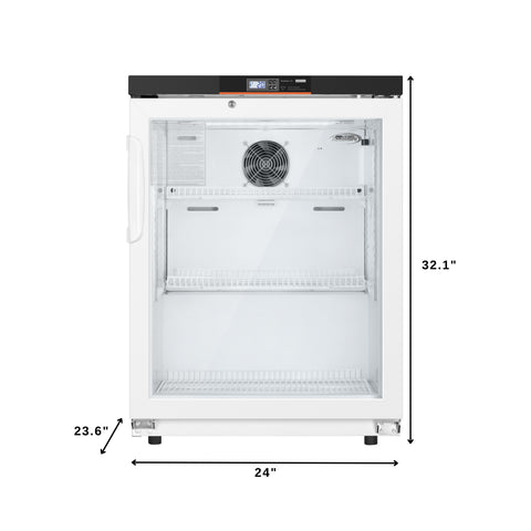24 in. 4.5 cu. ft. Countertop Medical Pharmacy Refrigerator With Multi-Level Emergency Alarms in White, UL Listed