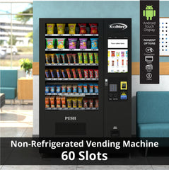 50 in. 60-Slot Snack Vending Machine with 22-inch Touch Screen, Credit Card Reader, Bill and Coin Acceptor in Black, Non-Refrigerated (KM-VMNT-50-BCR)