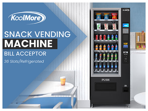 Refrigerated Snack Vending Machine with 36 Slots in Black