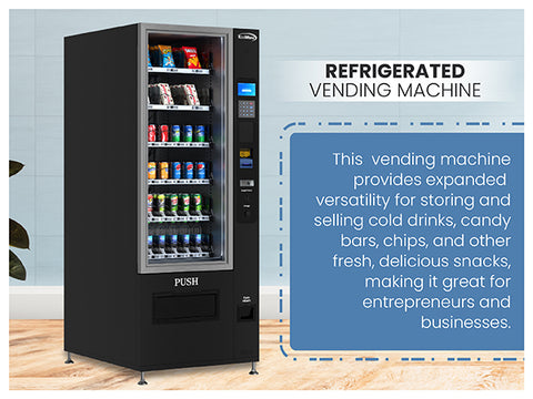 Refrigerated Snack Vending Machine with 36 Slots in Black