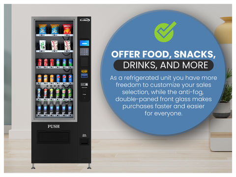 Refrigerated Snack Vending Machine with 36 Slots in Black