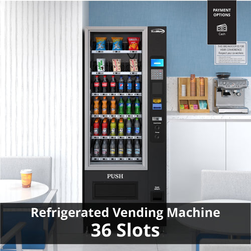 Refrigerated Snack and Drink Vending Machine with 36 Slots in Black