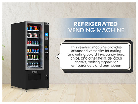 Refrigerated Snack Vending Machine with 36 Slots with Bill and Coin Acceptor in Black (KM-VMR-30-BC)