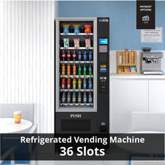Refrigerated Snack and Drink Vending Machine with 36 Slots in Black