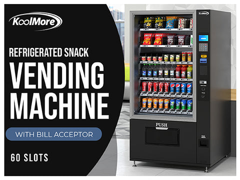 Refrigerated Snack Vending Machine with 60 Slots in Black