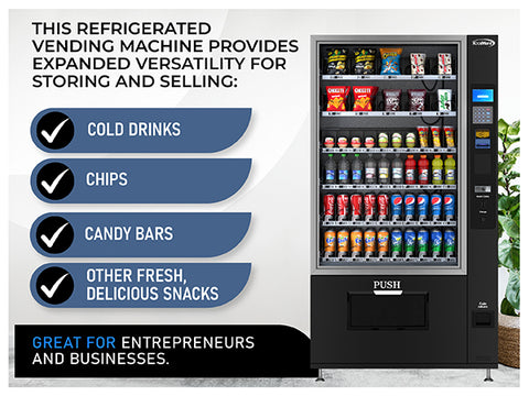 Refrigerated Snack and Drink Vending Machine with 60 Slots in Black