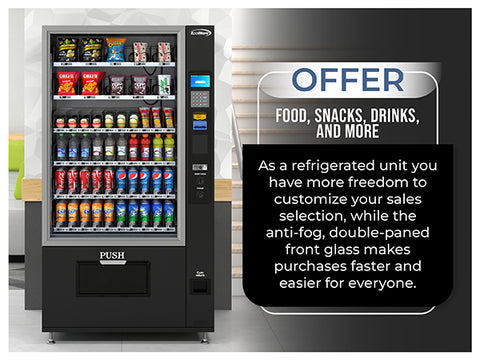 Refrigerated Snack Vending Machine with 60 Slots in Black