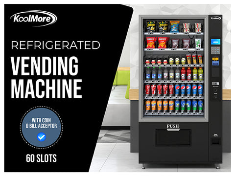 Refrigerated Snack and Drink Vending Machine with 60 Slots and Coin/Bill Acceptor in Black (KM-VMR-40-BC)