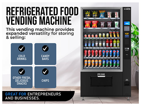 Refrigerated Snack Vending Machine with 60 Slots and Coin/Bill Acceptor in Black (KM-VMR-40-BC)