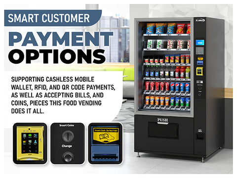 Refrigerated Snack Vending Machine with 60 Slots, Credit Card Reader and Coin/Bill Acceptor in Black (KM-VMR-40-BCR)