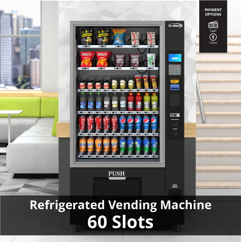 Refrigerated Snack and Drink Vending Machine with 60 Slots and Coin/Bill Acceptor in Black (KM-VMR-40-BC)