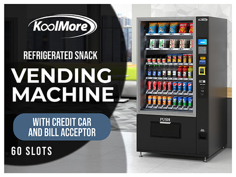 Refrigerated Snack and Drink Vending Machine with 60 Slots, Bill Acceptor and Credit Card Reader in Black (KM-VMR-40-BR)