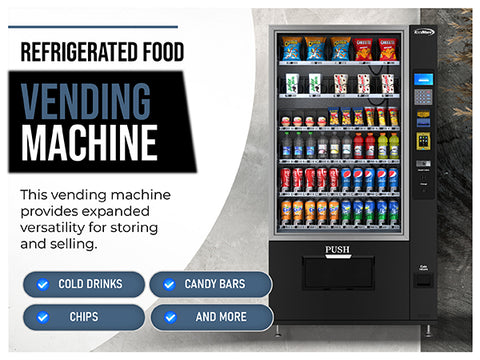 Refrigerated Snack and Drink Vending Machine with 60 Slots, Bill Acceptor and Credit Card Reader in Black (KM-VMR-40-BR)