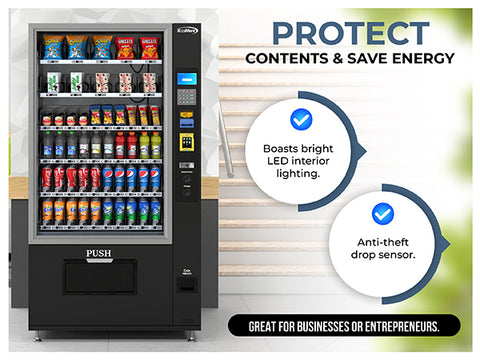 Refrigerated Snack and Drink Vending Machine with 60 Slots, Bill Acceptor and Credit Card Reader in Black (KM-VMR-40-BR)