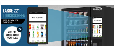 Refrigerated Snack Vending Machine with 60 Slots and 22 Inch Touch Screen with Bill and Coin Acceptor in Black (KM-VMRT-50-BC)