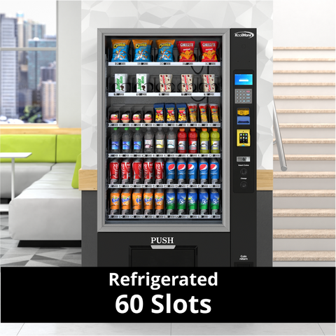 Refrigerated Snack and Drink Vending Machine with 60 Slots in Black