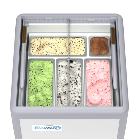 26 in. 5-Pan Gelato Dipping Cabinet Display Freezer with Sliding Glass Door, 6 cu. ft. (KM-GDC-26SD)