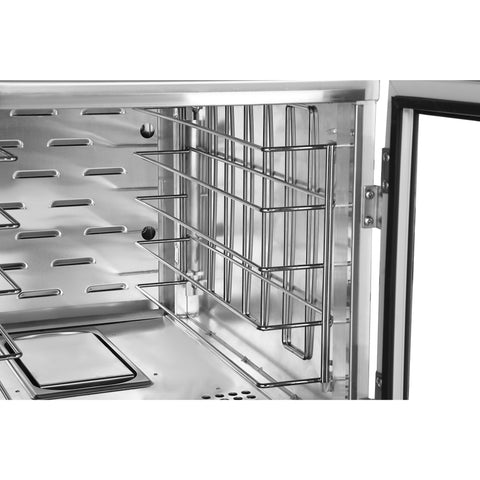 33 in. Commercial Half Size Non-Insulated 12-Pan Holding Cabinet with Wire Racks and Solid Dutch Doors in Silver (KM-CHP12-WNGL)