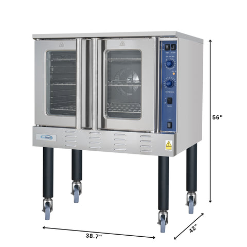 38 in. Full Size Single Deck Commercial Natural Gas Convection Oven 54,000 BTU With Casters (KM-CCO54-NGC)