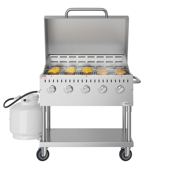 36 in. Commercial Outdoor Propane Gas Grill with Roll Dome Cover