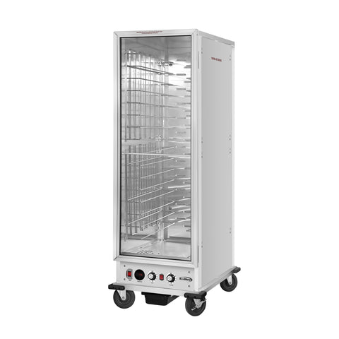 33 in. Commercial Non-Insulated Heated Holding/Proofing Cabinet with Glass Door and Wire Racks in Silver (KM-CHP36-WNGL)