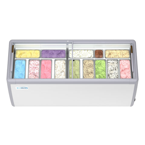 70 in. 14-Pan Gelato Dipping Cabinet Display Freezer with Sliding Glass Door, 20 cu. ft. (KM-GDC-71SD)