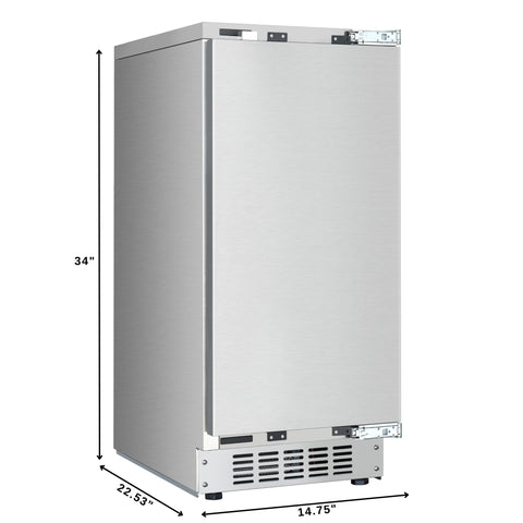 KoolMore Reserve 15 in. Residential Panel Ready Ice Maker 57 lbs/24hr in Stainless-Steel (KM-BIM57-PR)