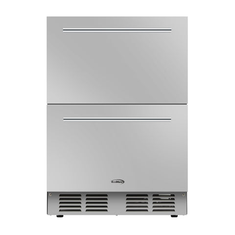 24 in.  Built-in Two-Drawer Outdoor Refrigerator in Stainless-Steel (KM-OKS-RD2)