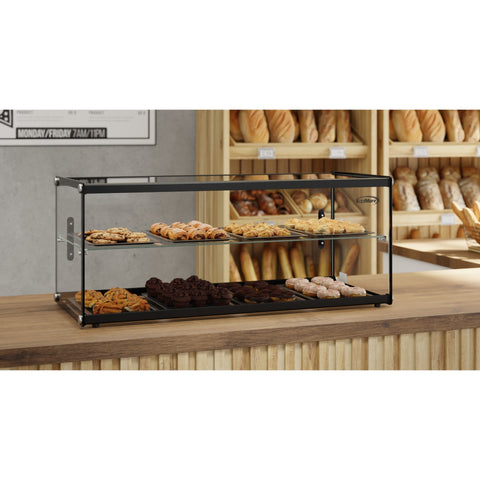 36 in. 2 Tiered Pastry Display Case With Shelf and Sliding Door, 4.2 cu. ft. Capacity, ETL Listed (KM-DC-4CSBK)