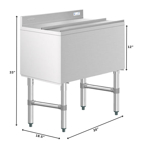 30 in. Commercial Underbar Ice Bin with Siding Lid in Stainless Steel (KM-UIB-1830)