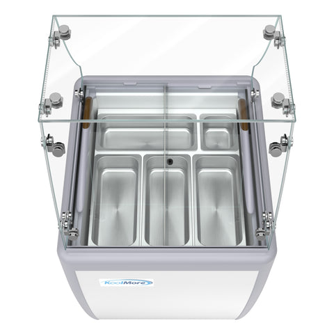 26 in. 5-Pan Gelato Dipping Cabinet Display Freezer with Sliding Glass Door and Sneeze Guard, 6 cu. ft. (KM-GDC-26SD-FG)