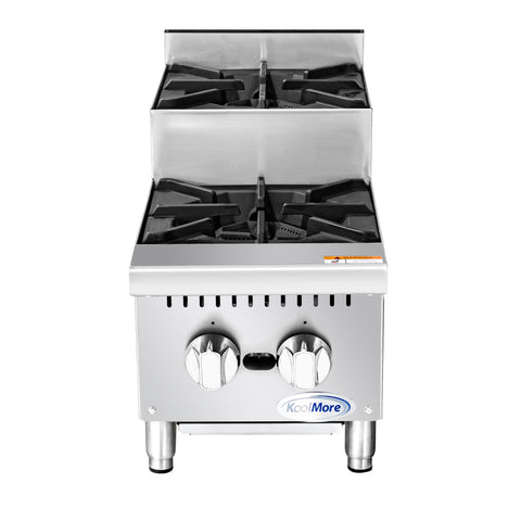 12 in. Two-Burner Commercial Step Up Range, 52000 BTU in Stainless-Steel (KM-CRSU-12)