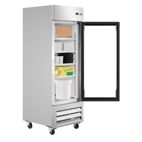 27 in. Commercial One Glass Door Convertible Reach-In Refrigerator/Freezer with 23 Cu. Ft. Capacity in Stainless Steel, ETL Listed (KM-RIC-1DGD)