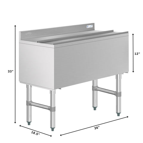 36 in. Commercial Underbar Ice Bin with Siding Lid in Stainless Steel (KM-UIB-1836)