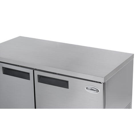 60 in. Two-Door Commercial Undercounter Freezer in Stainless Steel with Casters, ETL Listed (KM-UCF-15SS)