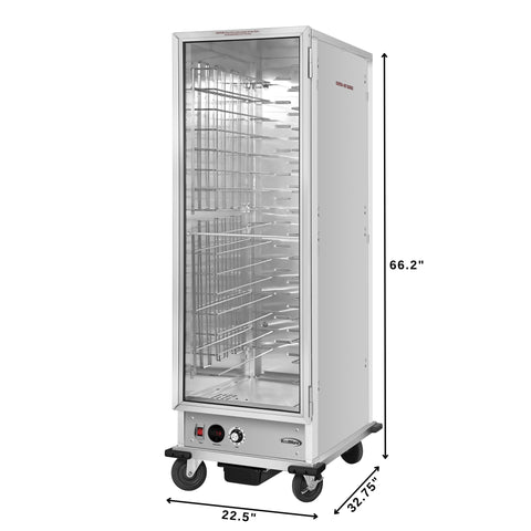 33 in. Commercial Non-Insulated Heated Holding Cabinet with Wire Racks and Glass Door in Silver (KM-CH36-WNGL)