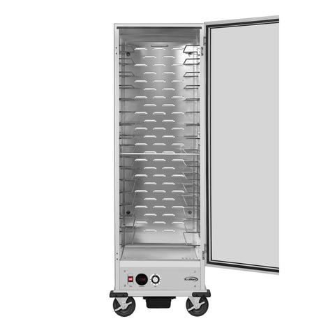 33 in. Commercial Non-Insulated Heated Holding Cabinet with Wire Racks and Glass Door in Silver (KM-CH36-WNGL)