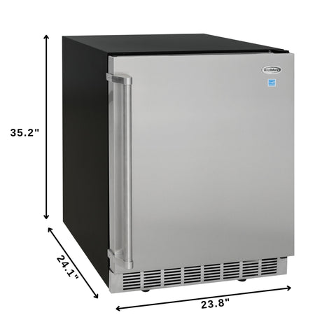 24 in. Outdoor Kitchen Stainless Steel Refrigerator 5.5 cu. ft. Capacity with Automatic defrost, Blue LED Lighting and IPX4 Rating, CSA Listed (KM-OKS-OFRC-58SS)