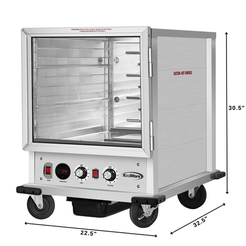 33 in. Commercial Non-Insulated Half Size Heated Holding/Proofing Cabinet with Glass Door and 12-Pan Capacity in Silver (KM-CHP12-SNGL)