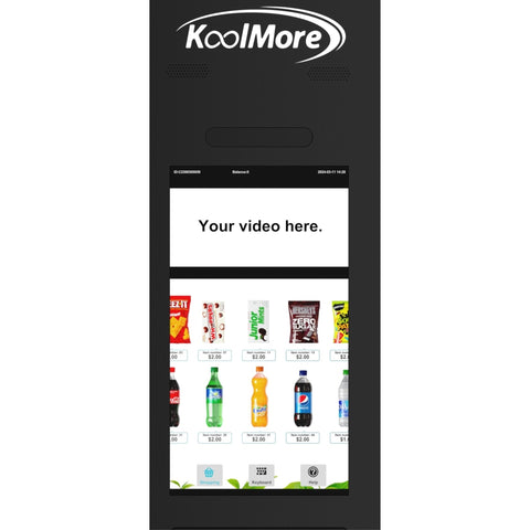 Refrigerated Snack Vending Machine with 60 Slots and  22 Inch Touch Screen with Bill Acceptor in Black (KM-VMRT-50-B)