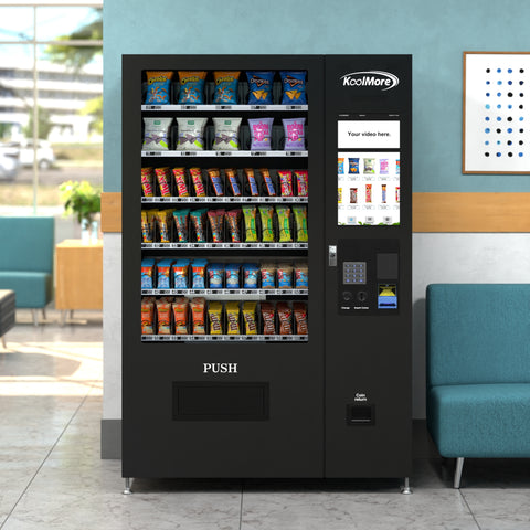 Non-Refrigerated Snack Vending Machine with 60 Slots and 22 Inch Touch Screen with Bill Acceptor in Black (KM-VMNT-50-B)