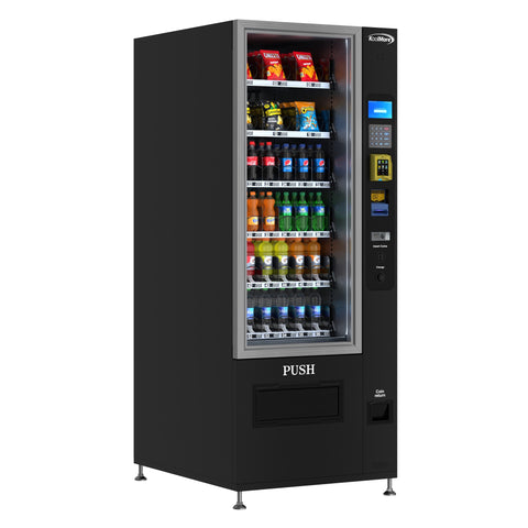 Refrigerated Snack Vending Machine with 36 Slots Featuring Credit Card Reader and Bill Acceptor in Black (KM-VMR-30-BR)
