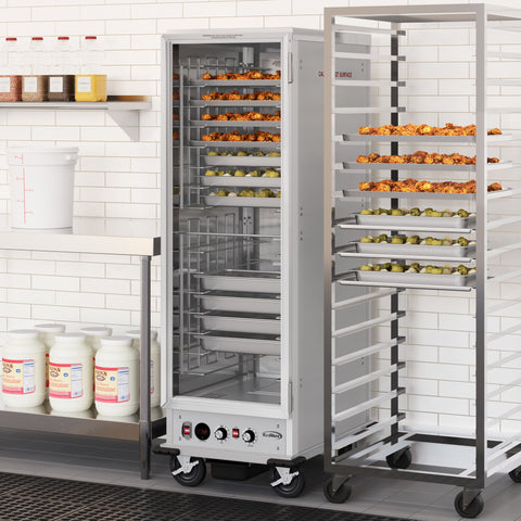 33 in. Commercial Non-Insulated Heated Holding/Proofing Cabinet with Glass Door and Wire Racks in Silver (KM-CHP36-WNGL)