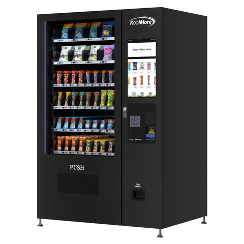 Non-Refrigerated Snack Vending Machine with 60 Slots and 22 Inch Touch Screen with Bill Acceptor in Black (KM-VMNT-50-B)
