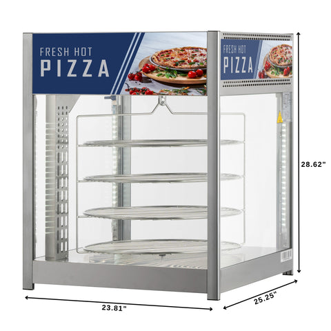 24 in. Commercial Pizza Display Warmer for 18 in. Pies with 4 Rotating Racks in Stainless-Steel (KM-HPD4-18)