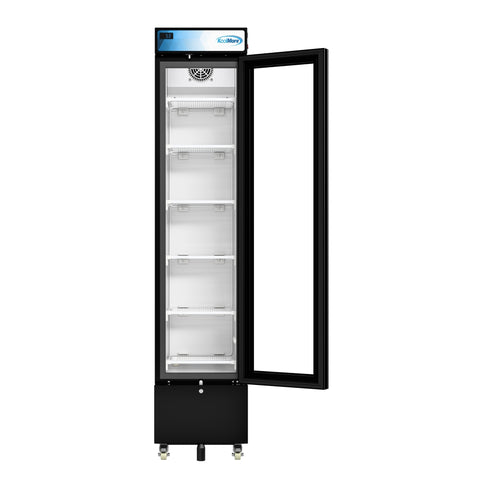 17 in. Slim Commercial Merchandiser Freezer with Manual Defrost, 6.5 Cu. Ft. Capacity, ETL Listed in Black (KM-MDF-17S)