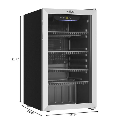 18 in. 3.2 Cu. Ft. Beverage Refrigerator Merchandiser with Stainless Steel Trim and Touch Panel For Soda, Beer or Wine (KM-BR32SS)